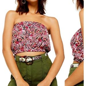 TOP SHOP Floral Strapless Crop Top NWT